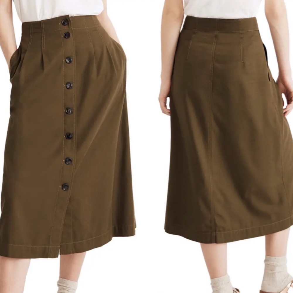 Madewell Patio Button Front Midi Skirt Size 6